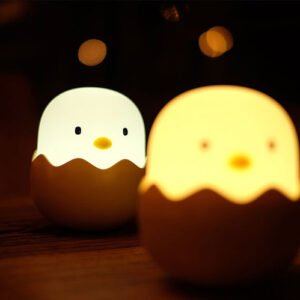 Warm White Cute Chick Night Light Cartoon Toys Chicken Egg Shell Rechargeable Control Bedroom Lamp Light-up Toys Kids